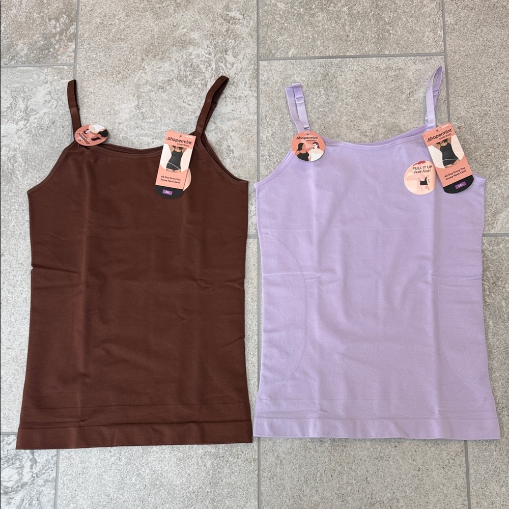 Shapermint Cinnamon Brown and Lavender Camisole Tops (pair)
